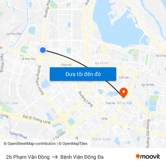 2b Phạm Văn Đồng to Bệnh Viện Đống Đa map