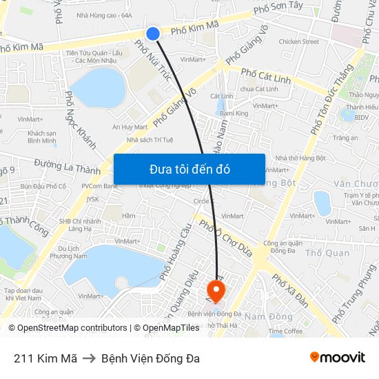 211 Kim Mã to Bệnh Viện Đống Đa map