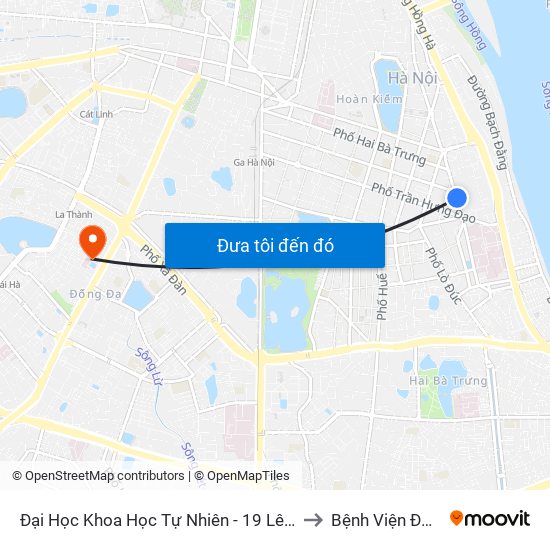 Đại Học Khoa Học Tự Nhiên - 19 Lê Thánh Tông to Bệnh Viện Đống Đa map