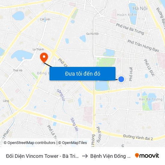 Đối Diện Vincom Tower - Bà Triệu to Bệnh Viện Đống Đa map