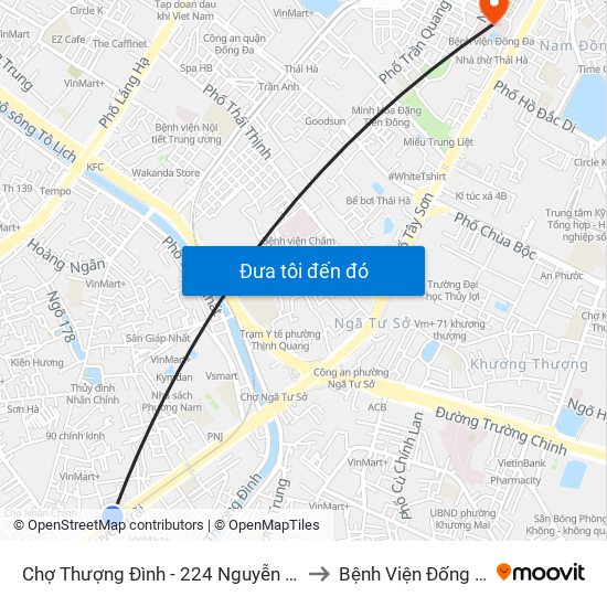 Chợ Thượng Đình - 224 Nguyễn Trãi to Bệnh Viện Đống Đa map