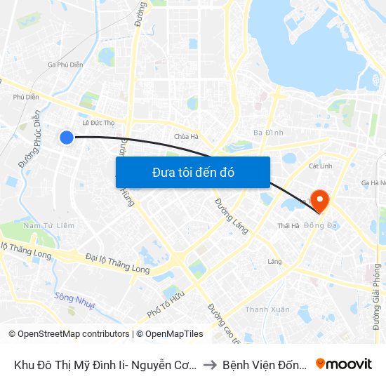 Khu Đô Thị Mỹ Đình Ii- Nguyễn Cơ Thạch to Bệnh Viện Đống Đa map