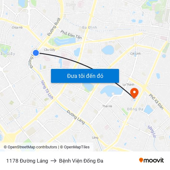 1178 Đường Láng to Bệnh Viện Đống Đa map