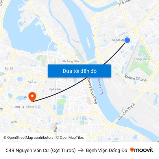 549 Nguyễn Văn Cừ (Cột Trước) to Bệnh Viện Đống Đa map