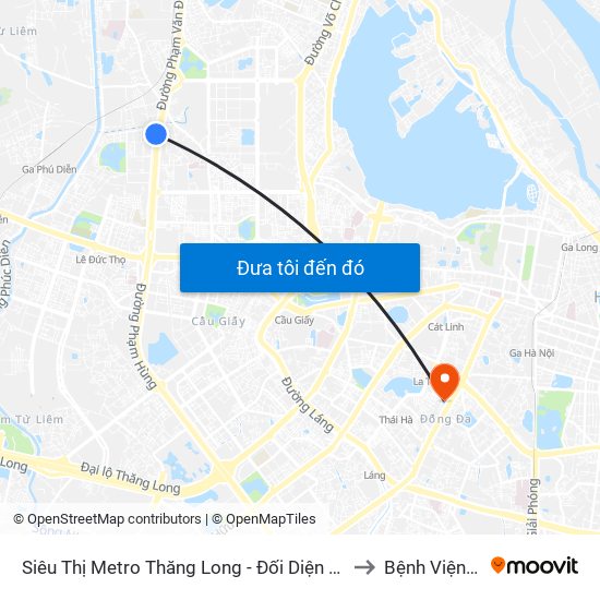 Siêu Thị Metro Thăng Long - Đối Diện Ngõ 599 Phạm Văn Đồng to Bệnh Viện Đống Đa map