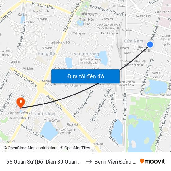 65 Quán Sứ (Đối Diện 80 Quán Sứ) to Bệnh Viện Đống Đa map