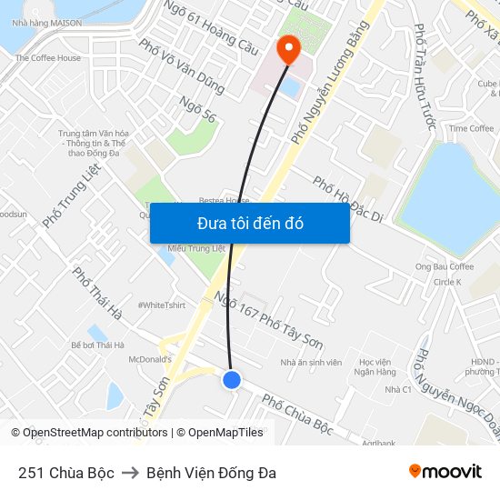 251 Chùa Bộc to Bệnh Viện Đống Đa map