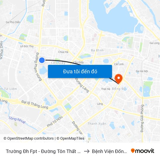 Trường Đh Fpt - Đường Tôn Thất Thuyết to Bệnh Viện Đống Đa map