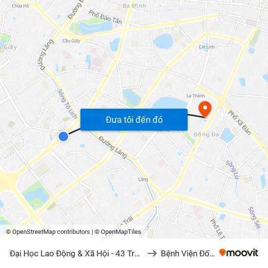 Đại Học Lao Động & Xã Hội - 43 Trần Duy Hưng to Bệnh Viện Đống Đa map