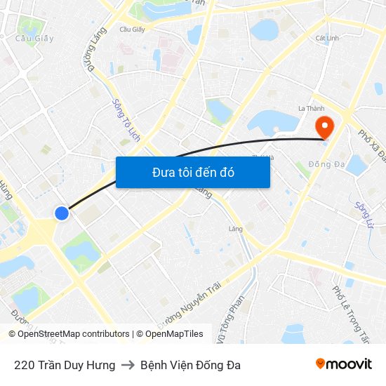 220 Trần Duy Hưng to Bệnh Viện Đống Đa map