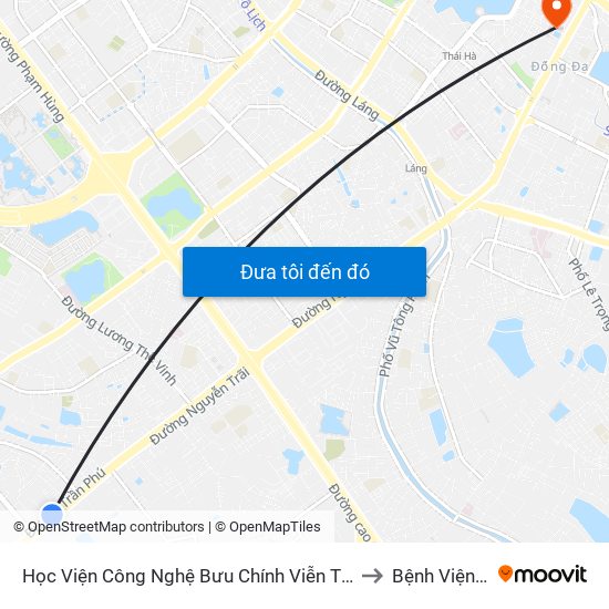 Học Viện Công Nghệ Bưu Chính Viễn Thông - Trần Phú (Hà Đông) to Bệnh Viện Đống Đa map