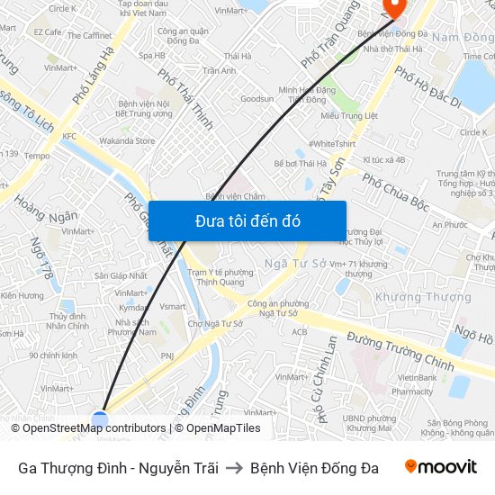 Ga Thượng Đình - Nguyễn Trãi to Bệnh Viện Đống Đa map