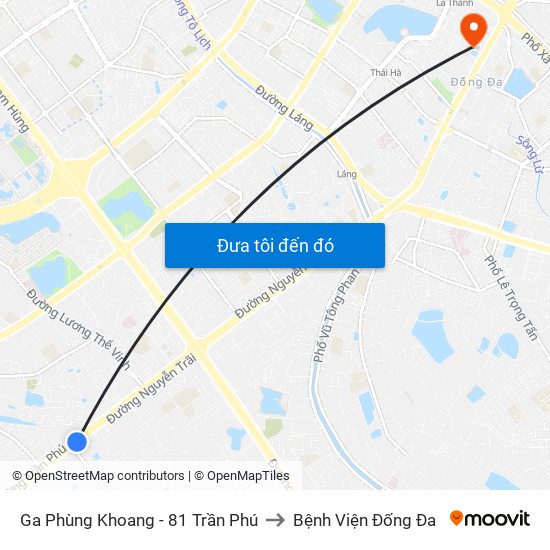 Ga Phùng Khoang - 81 Trần Phú to Bệnh Viện Đống Đa map