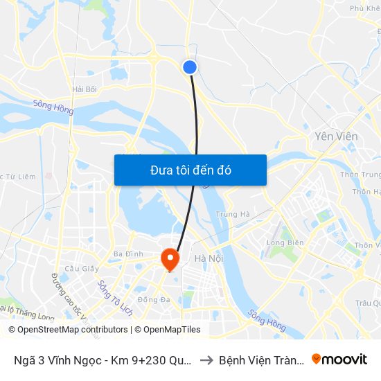 Ngã 3 Vĩnh Ngọc - Km 9+230 Quốc Lộ 3 to Bệnh Viện Tràng An map