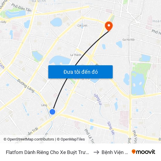 Flatfom Dành Riêng Cho Xe Buýt Trước Nhà 45 Đường Láng to Bệnh Viện Tràng An map