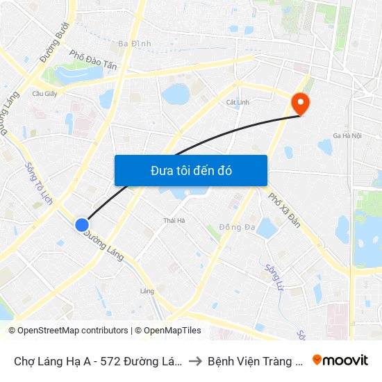 Chợ Láng Hạ A - 572 Đường Láng to Bệnh Viện Tràng An map