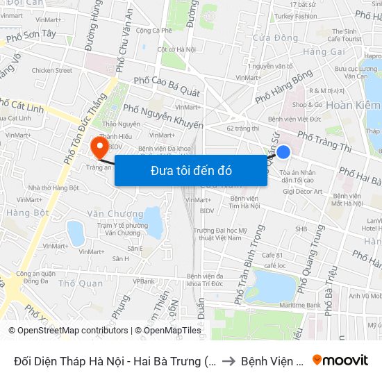 Đối Diện Tháp Hà Nội - Hai Bà Trưng (Cạnh 56 Hai Bà Trưng) to Bệnh Viện Tràng An map