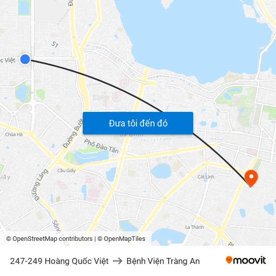 247-249 Hoàng Quốc Việt to Bệnh Viện Tràng An map