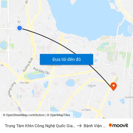 Trung Tâm Khtn Công Nghệ Quốc Gia - 18 Hoàng Quốc Việt to Bệnh Viện Tràng An map