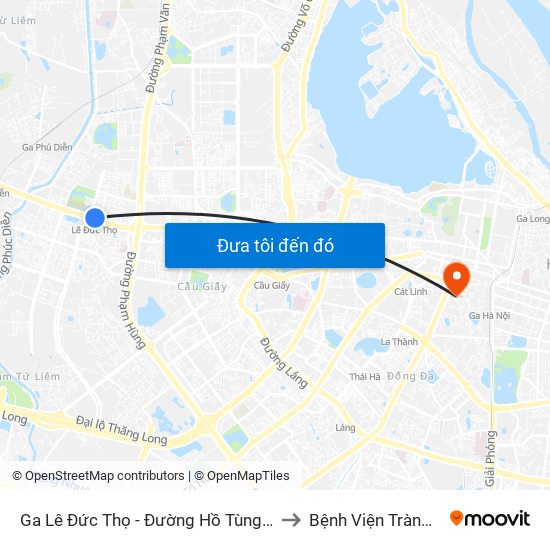 Ga Lê Đức Thọ - Đường Hồ Tùng Mậu to Bệnh Viện Tràng An map