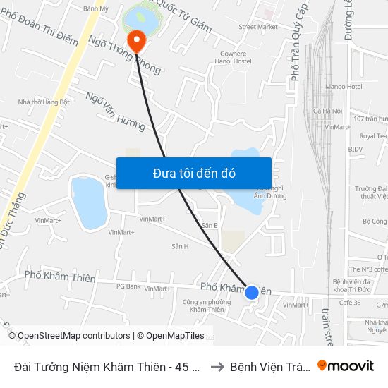 Đài Tưởng Niệm Khâm Thiên - 45 Khâm Thiên to Bệnh Viện Tràng An map