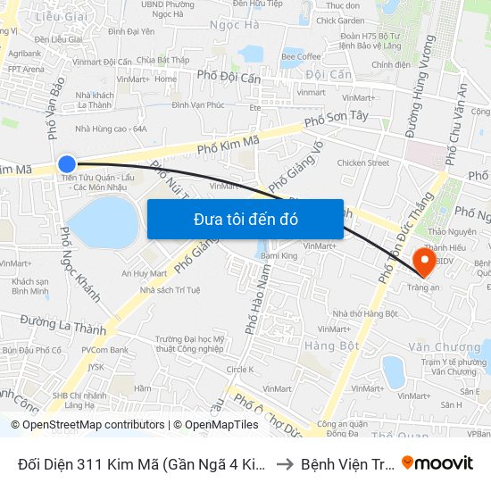 Đối Diện 311 Kim Mã (Gần Ngã 4 Kim Mã - Vạn Bảo) to Bệnh Viện Tràng An map