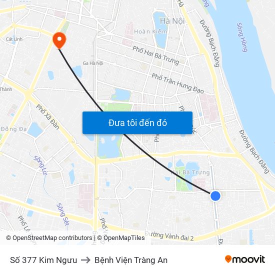 Số 377 Kim Ngưu to Bệnh Viện Tràng An map