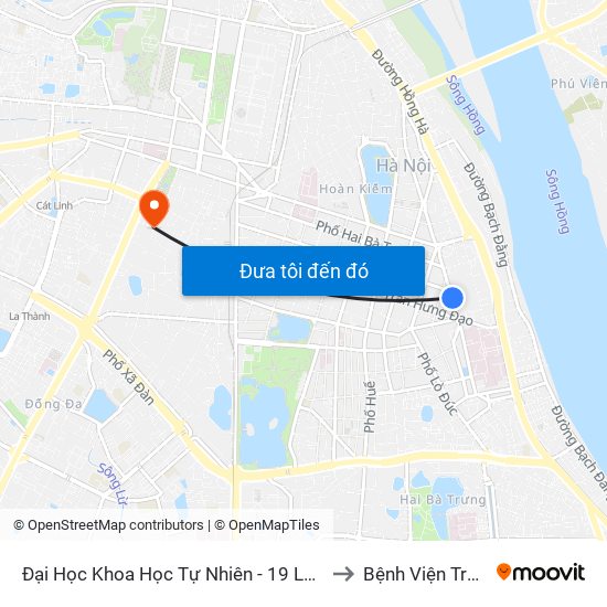 Đại Học Khoa Học Tự Nhiên - 19 Lê Thánh Tông to Bệnh Viện Tràng An map