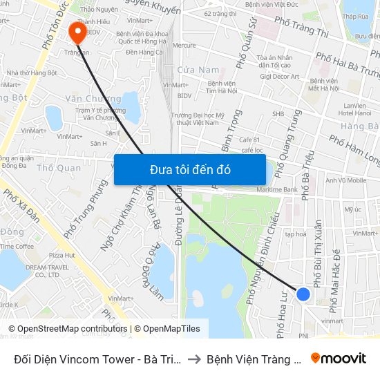 Đối Diện Vincom Tower - Bà Triệu to Bệnh Viện Tràng An map