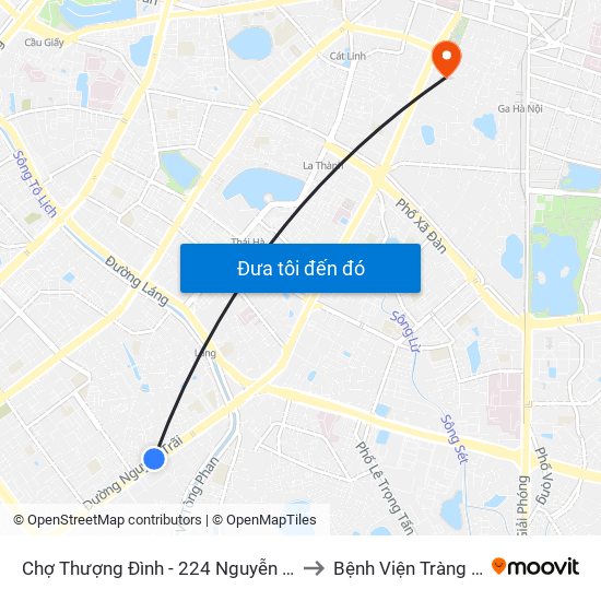 Chợ Thượng Đình - 224 Nguyễn Trãi to Bệnh Viện Tràng An map