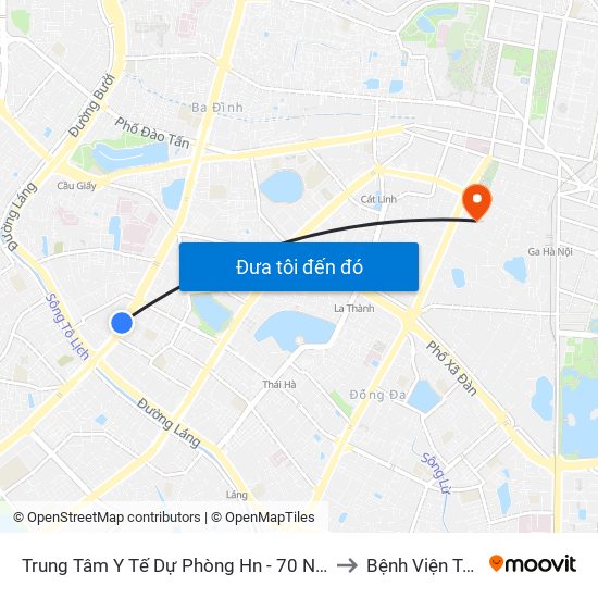 Trung Tâm Y Tế Dự Phòng Hn - 70 Nguyễn Chí Thanh to Bệnh Viện Tràng An map