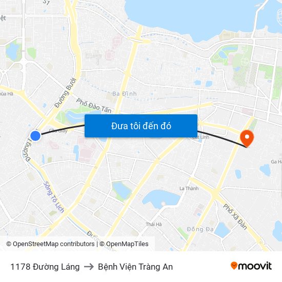 1178 Đường Láng to Bệnh Viện Tràng An map