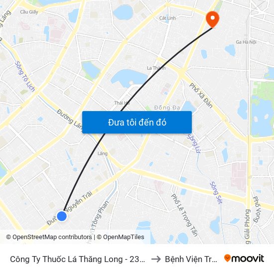 Công Ty Thuốc Lá Thăng Long - 235 Nguyễn Trãi to Bệnh Viện Tràng An map