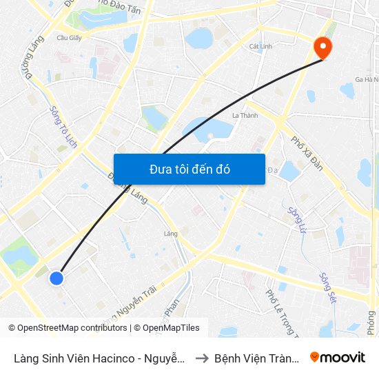 Làng Sinh Viên Hacinco - Nguyễn Tuân to Bệnh Viện Tràng An map