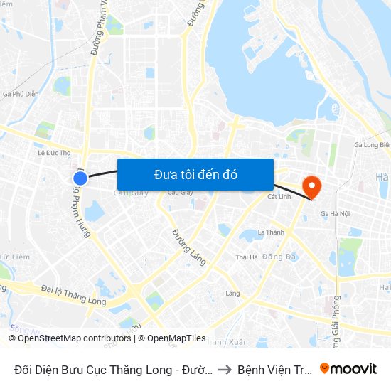 Đối Diện Bưu Cục Thăng Long - Đường Phạm Hùng to Bệnh Viện Tràng An map