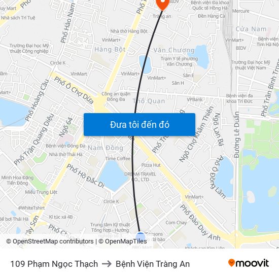 109 Phạm Ngọc Thạch to Bệnh Viện Tràng An map