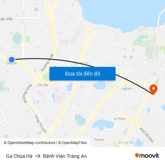 Ga Chùa Hà to Bệnh Viện Tràng An map