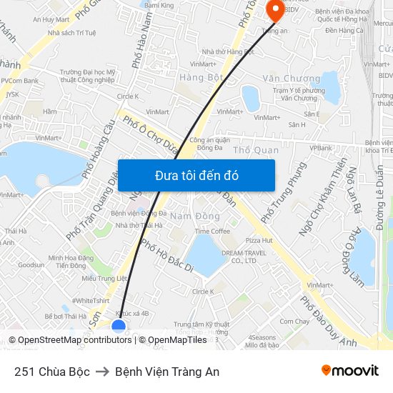251 Chùa Bộc to Bệnh Viện Tràng An map