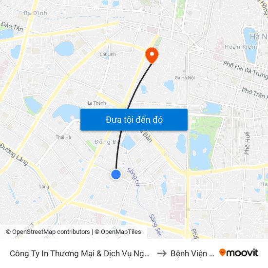 Công Ty In Thương Mại & Dịch Vụ Ngân Hàng - Số 10 Chùa Bộc to Bệnh Viện Tràng An map