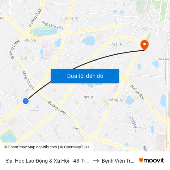 Đại Học Lao Động & Xã Hội - 43 Trần Duy Hưng to Bệnh Viện Tràng An map