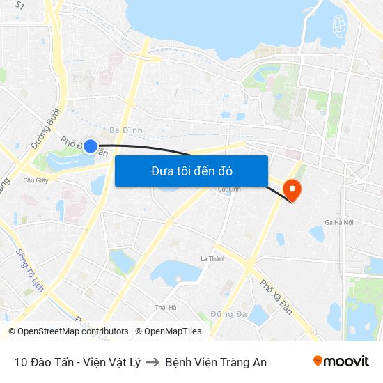 10 Đào Tấn - Viện Vật Lý to Bệnh Viện Tràng An map