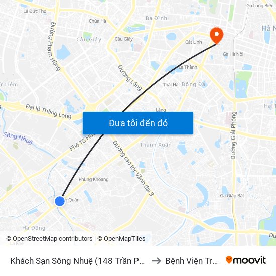 Khách Sạn Sông Nhuệ (148 Trần Phú- Hà Đông) to Bệnh Viện Tràng An map