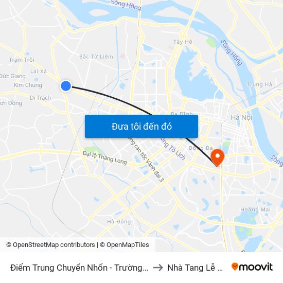 Điểm Trung Chuyển Nhổn - Trường Đại Học Công Nghiệp Hà Nội - Đường 32 to Nhà Tang Lễ Bệnh Viện Bạch Mai map