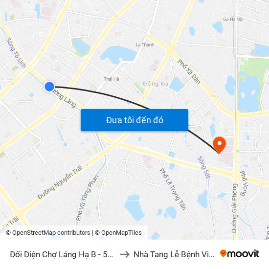 Đối Diện Chợ Láng Hạ B - 564 Đường Láng to Nhà Tang Lễ Bệnh Viện Bạch Mai map