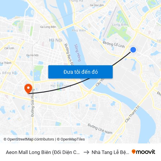 Aeon Mall Long Biên (Đối Diện Cột Điện T4a/2a-B Đường Cổ Linh) to Nhà Tang Lễ Bệnh Viện Bạch Mai map