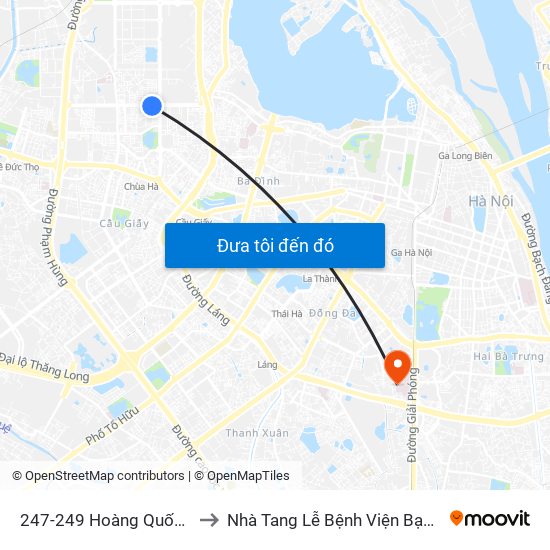 247-249 Hoàng Quốc Việt to Nhà Tang Lễ Bệnh Viện Bạch Mai map