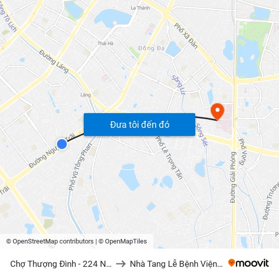 Chợ Thượng Đình - 224 Nguyễn Trãi to Nhà Tang Lễ Bệnh Viện Bạch Mai map