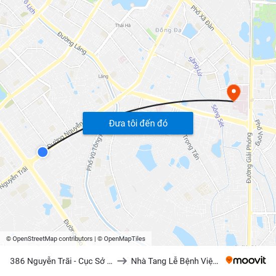 386 Nguyễn Trãi - Cục Sở Hữu Trí Tuệ to Nhà Tang Lễ Bệnh Viện Bạch Mai map