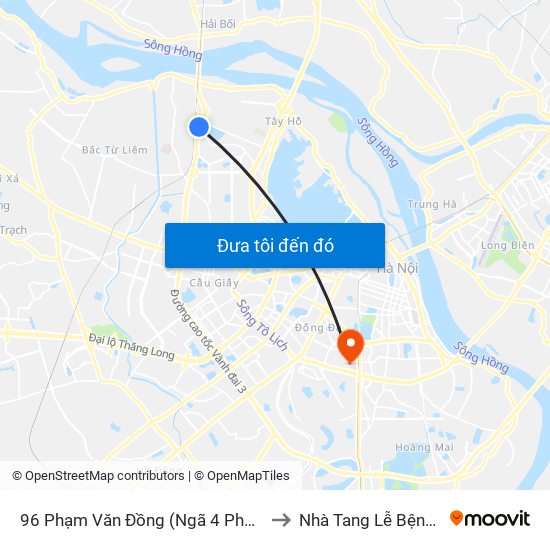 96 Phạm Văn Đồng (Ngã 4 Phạm Văn Đồng - Xuân Đỉnh) to Nhà Tang Lễ Bệnh Viện Bạch Mai map