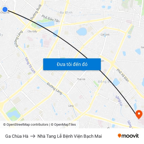 Ga Chùa Hà to Nhà Tang Lễ Bệnh Viện Bạch Mai map